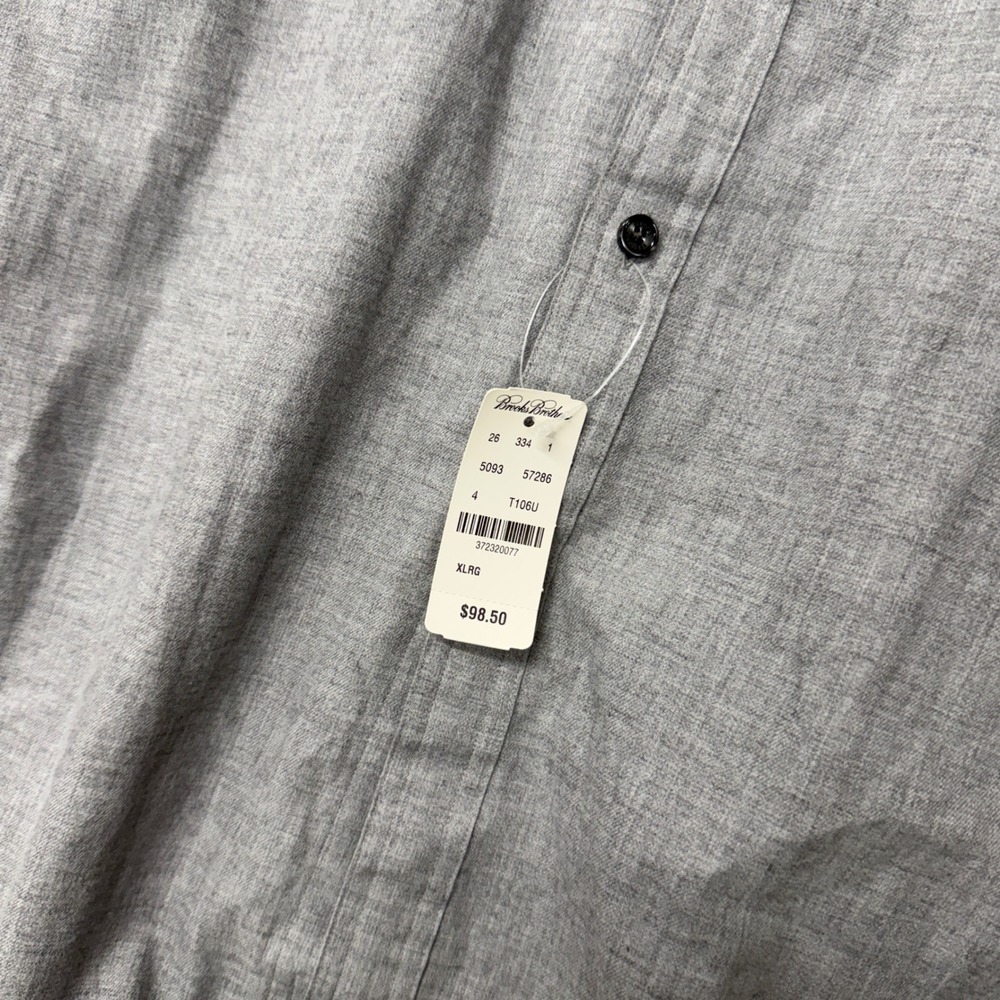 NEW Brooks Brothers Flannel Shirt Grey Cotton Wool Blend NWT Regular Fit XL - Picture 3 of 5